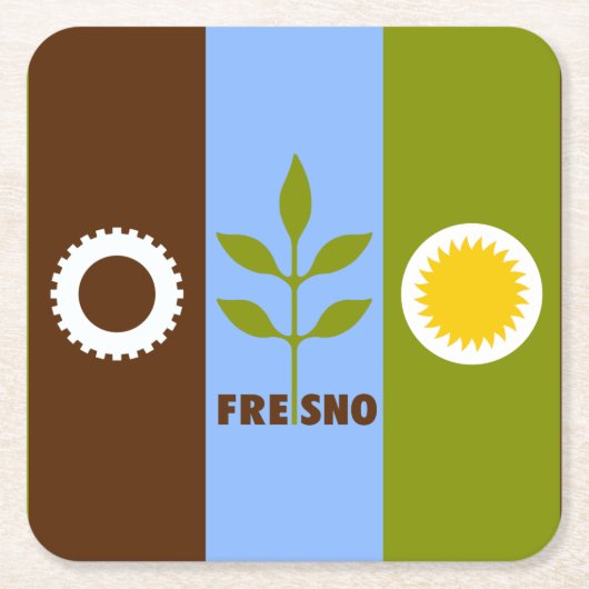 Vlag van de stad Fresno, Californië Kartonnen Onderzetters (Voorkant)
