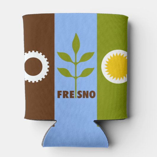 Vlag van de stad Fresno, Californië Koelbox Blikjeskoeler (Achterkant)