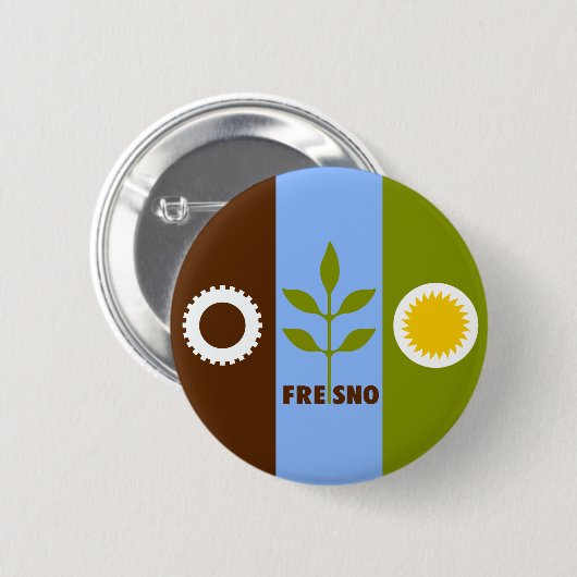 Vlag van de stad Fresno, Californië Pinback Button (Voorkant /achterkant)