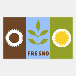 Vlag van de stad Fresno, Californië, rechthoekige Sticker