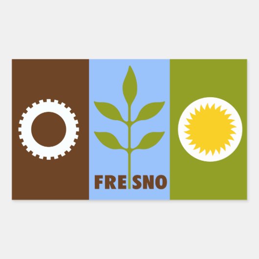 Vlag van de stad Fresno, Californië, rechthoekige  Sticker (Voorkant)
