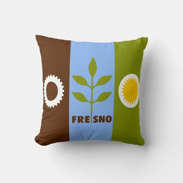 Vlag van de stad Fresno, Californië-Sierkussen Kussen (Voorkant)