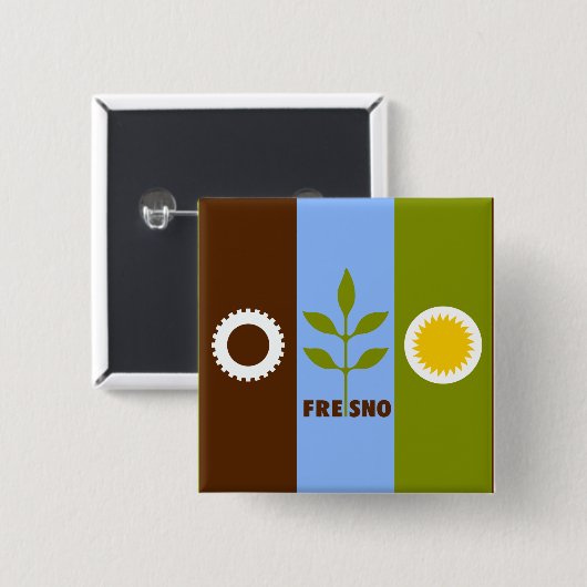 Vlag van de stad Fresno, Californische Button (Voorkant /achterkant)