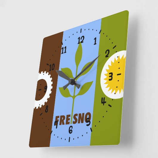 Vlag van de stad Fresno Square Wall Clock Vierkante Klok (Hoek)