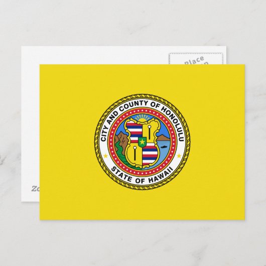 Vlag van de stad Honolulu, Briefkaart Hawaï (Voorkant / Achterkant)