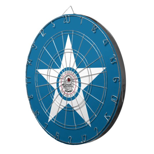 Vlag van de stad Houston, Texas Dartboard met Dart Dartbord (Voorkant Rechts)