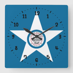 Vlag van de stad Houston, Texas Square Wall Clock Vierkante Klok