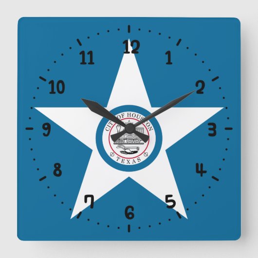 Vlag van de stad Houston, Texas Square Wall Clock Vierkante Klok (Voorkant)