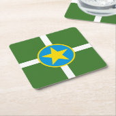 Vlag van de stad Jackson, Mississippi Square Paper Kartonnen Onderzetters (Schuin)