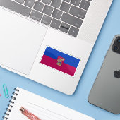 Vlag van de stad Jelgava, Letland Sticker (Laptop met iPhone)