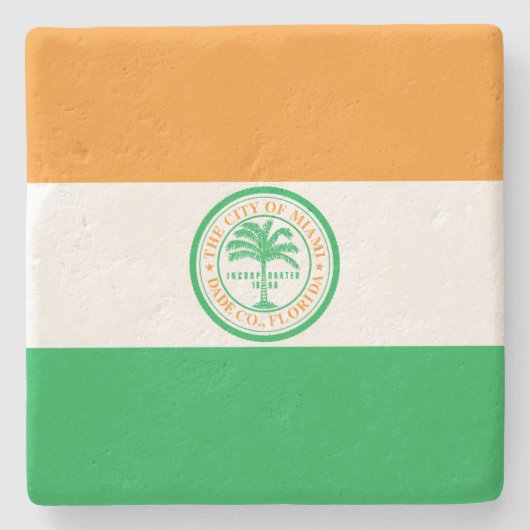 Vlag van de stad Miami (Florida) Stenen Onderzetter (Voorkant)
