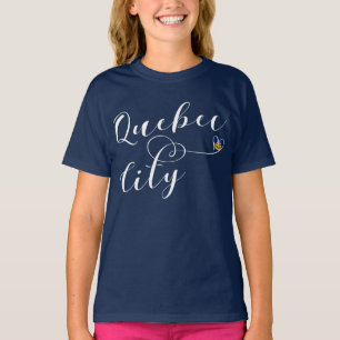 Vlag van de stad Quebec in het hart van de T-shirt