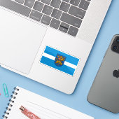 Vlag van de stad Rēzekne, Letland Sticker (Laptop met iPhone)