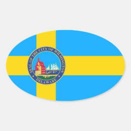 Vlag van de stad Wilmington, Delaware Ovale Sticker
