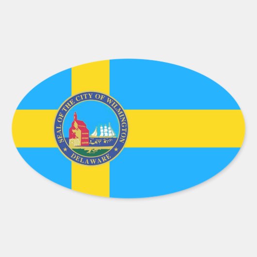 Vlag van de stad Wilmington, Delaware Ovale Sticker (Voorkant)