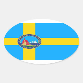 Vlag van de stad Wilmington, Delaware Ovale Sticker