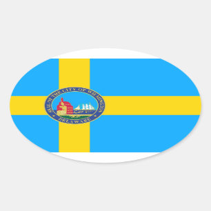 Vlag van de stad Wilmington, Delaware Ovale Sticker