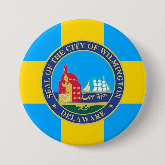Vlag van de stad Wilmington, Delaware Ronde Button 7,6 Cm (Voorkant)