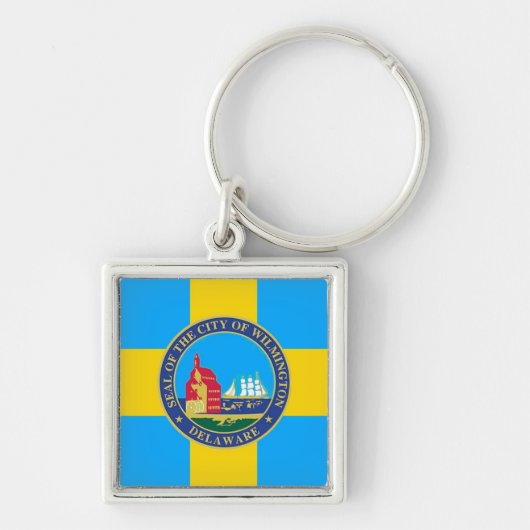 Vlag van de stad Wilmington, Delaware Sleutelhanger (Voorkant)