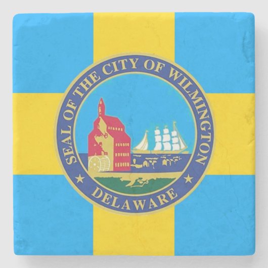 Vlag van de stad Wilmington, Delaware Stenen Onderzetter (Voorkant)