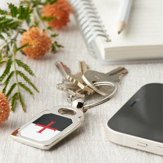 Vlag van de Templar van de Knachten Sleutelhanger (Zijkant)