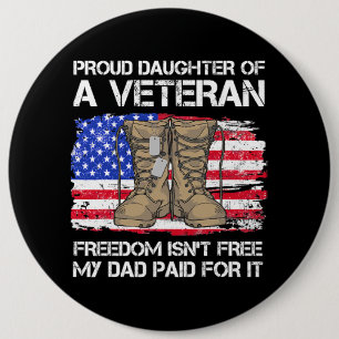 Vlag van de V.S.: dochter van een veteraan Amerika Ronde Button 6,0 Cm