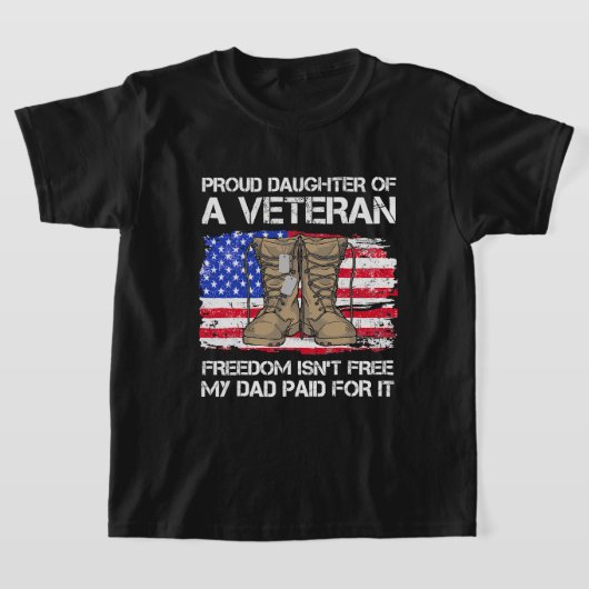 Vlag van de V.S.: dochter van een veteraan Amerika T-shirt (Laagn)
