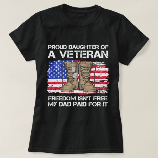 Vlag van de V.S.: dochter van een veteraan Amerika T-shirt (Design voorkant)
