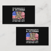 Vlag van de V.S.: dochter van een veteraan Amerika Visitekaartje (Voorkant / Achterkant)