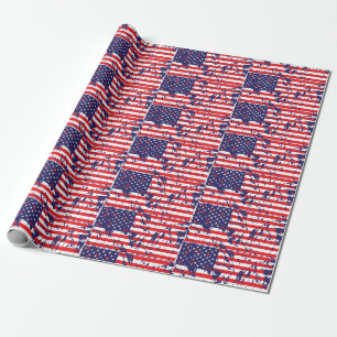 Vlag van de V.S. in een Verondersteld Patroon Cadeaupapier