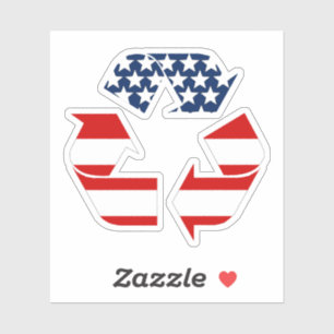 Vlag van de V.S. - Rood Wit en Blauw Recyclen Symb Sticker