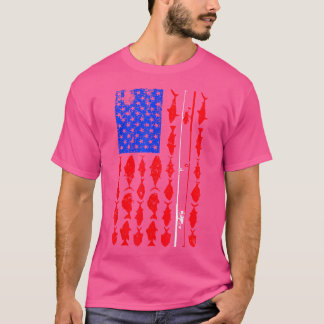  Vlag van de V.S. Vist de Amerikaanse Vlag Rod Vis T-shirt