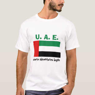 Vlag van de VAE + Kaart + Tekst T-shirt