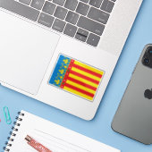 Vlag van de Valenciaanse Gemeenschap Sticker (Laptop met iPhone)