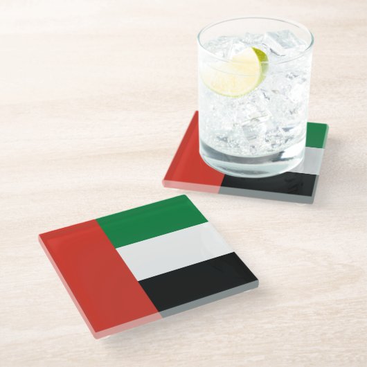 Vlag van de Verenigde Arabische Emiraten Glazen Onderzetter (Schuin)