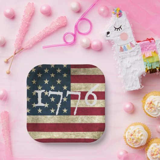 Vlag van de Verenigde Staten 1776 Papieren Bordje (Feest)