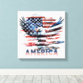 Vlag van de Verenigde Staten. Amerika Canvas Afdruk (Insitu (Houten vloer))