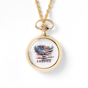 Vlag van de Verenigde Staten. Amerika Horloge