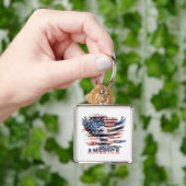 Vlag van de Verenigde Staten. Amerika Sleutelhanger (Hand)