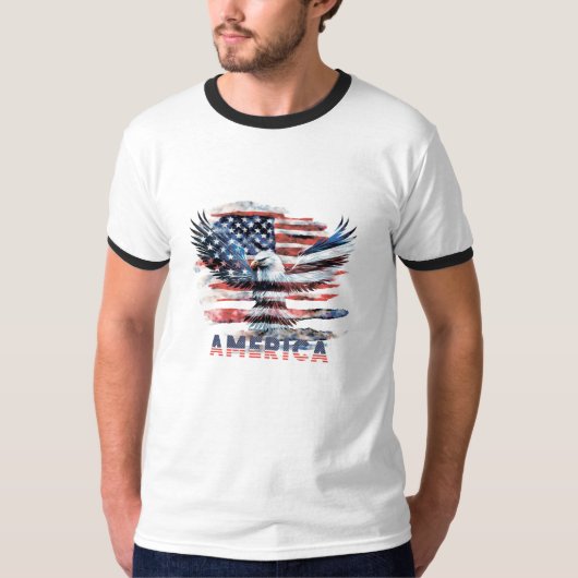 Vlag van de Verenigde Staten. Amerika T-shirt (Voorkant)