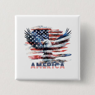 Vlag van de Verenigde Staten. Amerika Vierkante Button 5,1 Cm