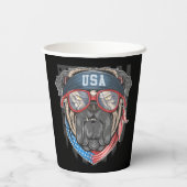Vlag van de Verenigde Staten bij Pug Papieren Bekers (Achterkant)