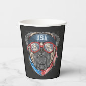 Vlag van de Verenigde Staten bij Pug Papieren Bekers (Voorkant)