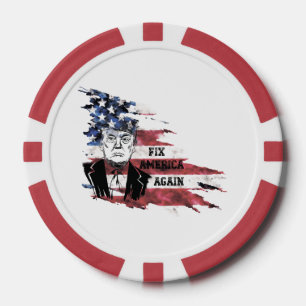 Vlag van de Verenigde Staten, Donald Trump. Poker Chips