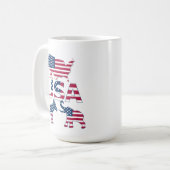 Vlag van de Verenigde Staten Kaart Donkey Elephant Koffiemok (Voorkant links)