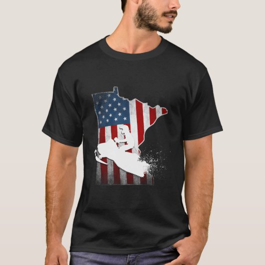 Vlag van de Verenigde Staten Minnesota Snowmobile T-shirt (Voorkant)