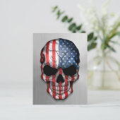 Vlag van de Verenigde Staten op een stalen schedel Briefkaart (Staand voorkant)