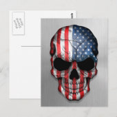 Vlag van de Verenigde Staten op een stalen schedel Briefkaart (Voorkant / Achterkant)