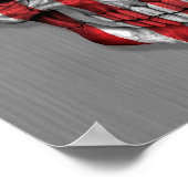 Vlag van de Verenigde Staten op een stalen schedel Poster (Hoek)