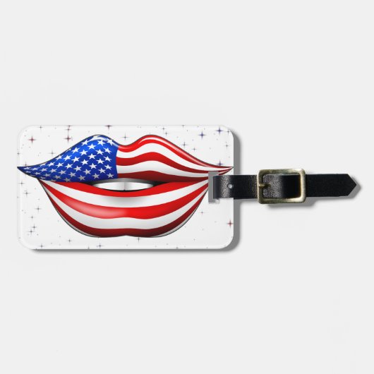 Vlag van de Verenigde Staten op het glimlachen van Bagagelabel (Voorkant horizontaal)